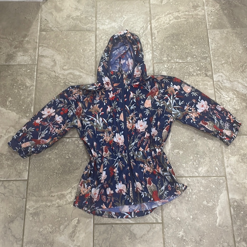 Columbia 3/4 sleeve Full-Zip Hoodie Flowers and Birds Poe Creek‎ Jacket Sz M